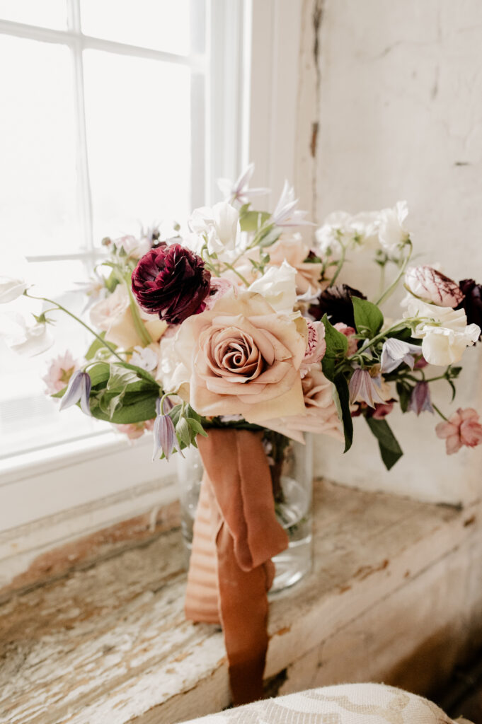 Beautiful bridal bouquet for a winter wedding done by Beck and Forth Co.